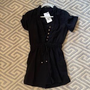 Zara Linen Romper (size small, black)